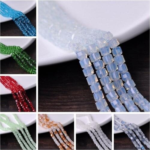 1# Cube Square Faceted Czech Crystal Glass 3mm 4mm 6mm 8mm 10mm Loose Crafts Beads Wholesale Lot For Jewelry Making DIY