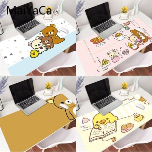 MaiYaCa 70x40cm Cute Rilakkuma Bear laptop Gaming Mouse Pad Mousepad Large Locking Edge Keyboard Deak Mat for Cs Go LOL