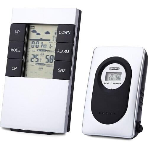 TS - H146 Wireless Weather Station Alarm Clock Indoor Outdoor Thermometer Hygrometer Desk & Table Clocks