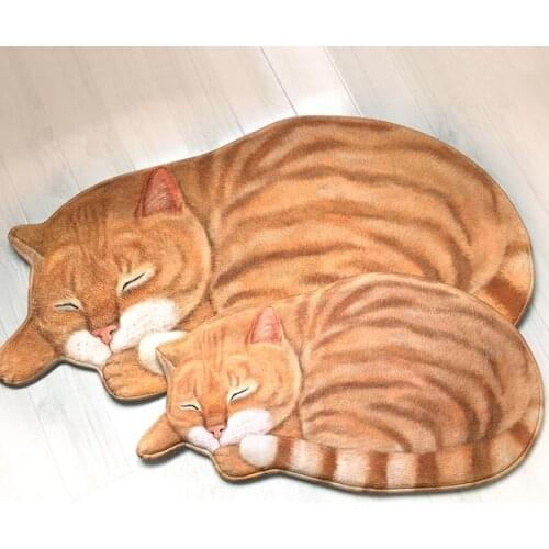New High quality handmade cat shape washable carpet short hair cat mat cartoon cat art rug Kitchen Floor Mats Welcome Doormat