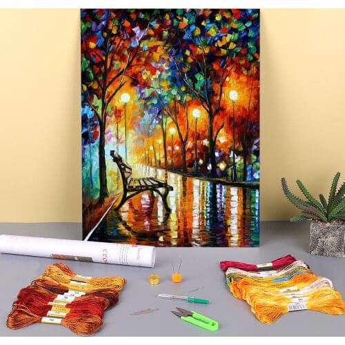 Loneliness Autumn Printed Fabric 11CT Cross-Stitch Patterns Embroidery DMC Threads Handmade Sewing Knitting Jewelry