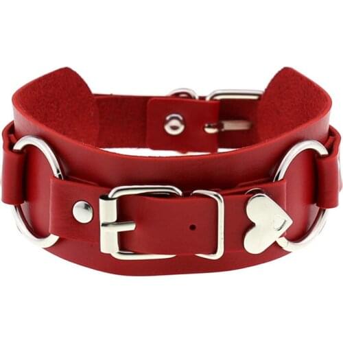 2021 Heart Punk PU Leather Choker Necklaces Spike Rivet Collar Studded Sexy Collar Gothic Party Chains Cosplay Jewelry