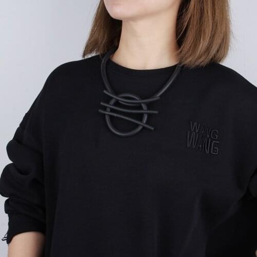 JID Charms Big Circle Pendant Necklace For Women Black Cord Chain Natural Rubber Necklace Clothing Decorations Gothic Jewelry