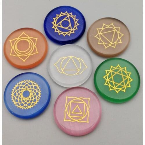 Fashion carved Chakra cats-eye stone pendants for jewelry making charm Necklace accessories 7pcs/lot free shipping No hole