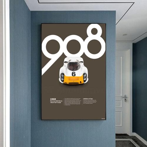 908 Short-Tail Coupe Classic Racing Car Poster Print On Canvas Painting Home Decor Wall Art Picture For Living Room Decoration