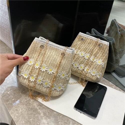 Sen series woven bucket small bag womens bag new autumn 2020 straw woven bag Korean version versatile One Shoulder Messenger Ba