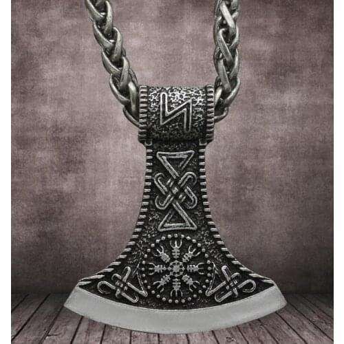 Slavic Thors-Viking Hammer Axe Perun Pendant Necklaces Vikings-Amulet Men And Women Jewelry