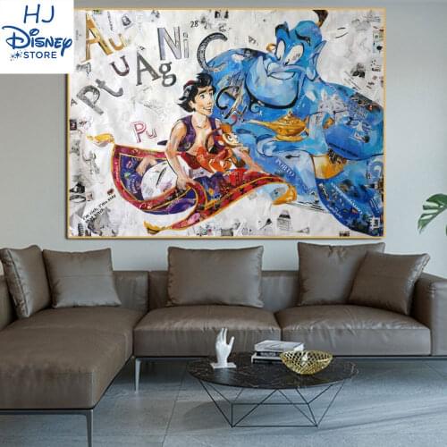 The Aladdins Lamp Prints Canvas Painting Disney Movie The Magic Lamp Poster Wall Picture Home Kids Room Decor Birthday Gifts