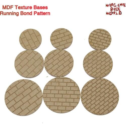 MDF Texture Bases - 25mm - 40mm Round Running Bond Pattern Bricks Texture bases - Laser Cut wood
