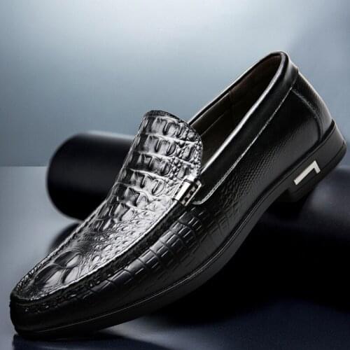 Crocodile Pattern PU Leather Dress Shoes Men Shoes for Business Casual Shoes Formal for Wedding Party Leather Loafers Men