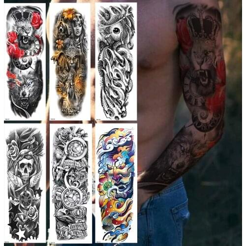 1Pcs Full Arm Temporary Tattoo Stickers, Waterproof Temporary Tattoo,Black Body Tattoo Stickers For Women,Men