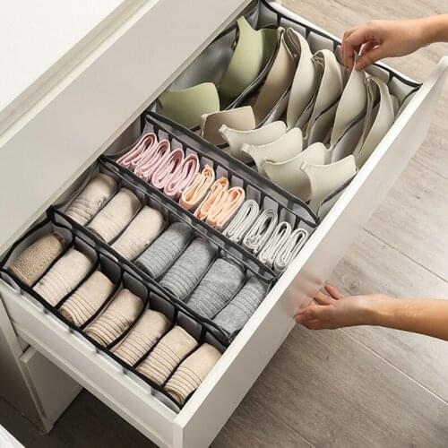 Underwear Bra Storage Box Drawer Wardrobe Storage Bag Foldable Scarf Socks Separated Storage Bag