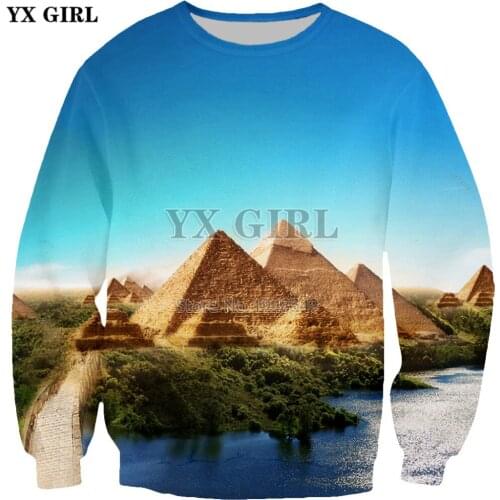 YX GIRL Drop ship pyramids of utpoia beautiful scenery 3d Print Pullovers Hoody 2018 New Fashion Mens Womens O-Neck Sweatshirt