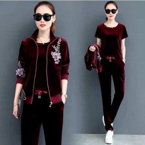 Spring Autumn Plus Size 4XL Set Women Short Sleeve Tops + Cardigan Jacket + Pants Suit Casual 3 Piece Sets Womens Outfits X530