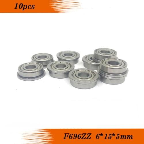 10pcs/Lot F696ZZ F696 ZZ 6x15x5mm ABEC-3 P6 Flange Bearing Deep Groove Ball Bearing Mini Ball Bearing