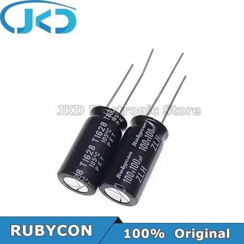 20pcs RUBYCON 100UF 100V 10*20mm 100UF100V 100V100UF 10x20mm Aluminum Electrolytic Capacitor 100% Original