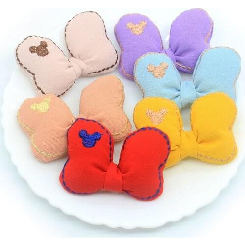 6pcs/lot 4.5*6cm Plush bowknot doll Patches Appliques For cloth Sewing decoration DIY Hair clip Accessories