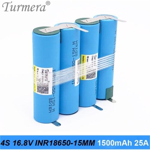 4s 18650 Battery Pack 16.8v 14.4v 1500mah INR18650-15mm 25a Soldering Battery for Screwdriver Tool Battery Customized