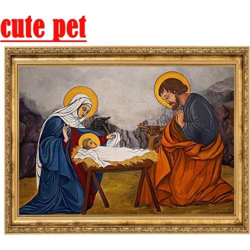 Jesus Cross StitchDiamond Embroidery Rhinestones Decoration artwork Diamond Painting Religion Mosaic DIY wallpaper Diamond Round