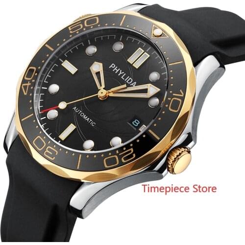 100M WR Black Dial 10BAR MIYOTA Automatic Watch DIVER300M Style Bond Limited Edition Blue Lume Sapphire Crystal Black Gold Bezel
