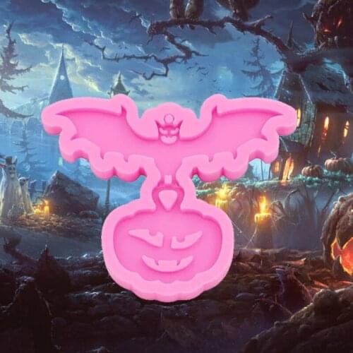 Q39C Shiny Pumpkin Bat Epoxy Resin Mold Keychain Pendant Silicone Mould DIY Crafts Jewelry Necklace Earrings Clay Polymer Tools