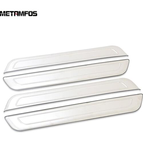 For Hyundai Santa Fe 2019 2020 Stainless Steel Exterior Door Sill Strip Scuff Guard Plate Protection Accessories Car Styling