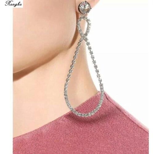 Brand Crystal Figure 8 Stud earrings for women Fashion Punk jewelry Rhinestone Geometric Earring pendant Bridal Brincos Bijoux