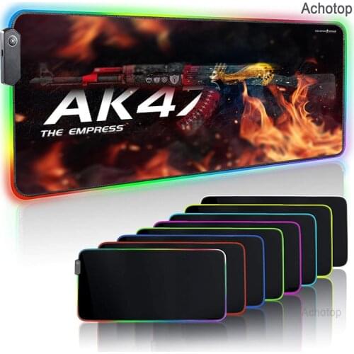"AK47" LED Light Gaming Mouse Pad RGB Soft Large Keyboard Cover Rubber Base Computer Carpet Desk Mat PC Game Pad For CSGO Gamer