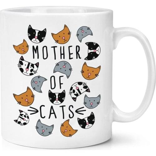 Mother Of Cats 11oz Coffee Mug Cup with Stirring Spoon - Funny Crazy Cat Lady