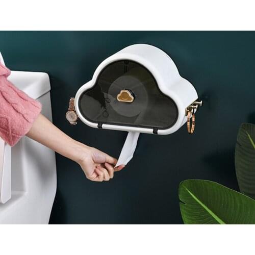 Clouds Shape Toilet Tissue Box Wallmounted Punch-free Toilet Paper Holder Home Plastic Waterproof Bathroom Storage Organizer