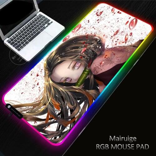 Anime Demon Slayer XXL Mouse Pad Computer RGB Gaming Mousepad Large Game Rubber No-slip Mouse Mat PC Laptop Keyboard Desk Carpet
