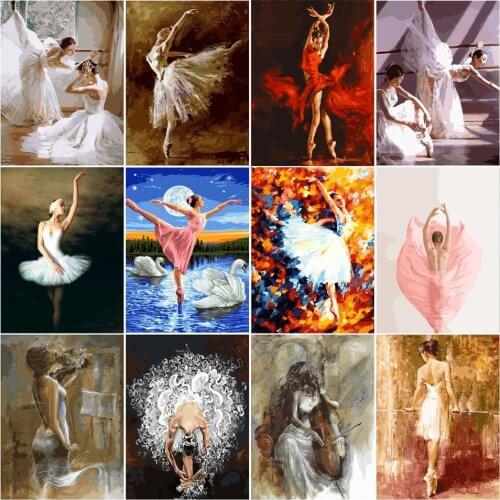 Painting By Numbers Paint Ballet Dancer DIY Canvas Picture Hand Painted Oil Painting Music Girl Home Decoration Wall Art
