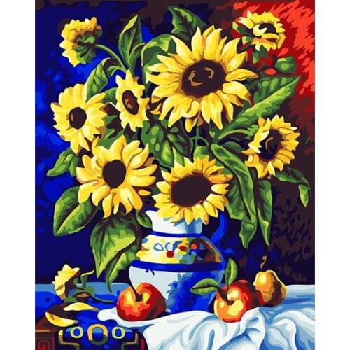 Modular pictures home decor Banksy Art painting by numbers cheap modern canvas art canvas oil paintings Warm sun flower DY152