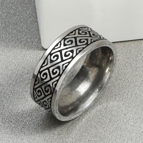 MANGOSKY 8mm Titanium Vintage Ring Gold Color Rings For Men Women 316L Stainless Steel Charms