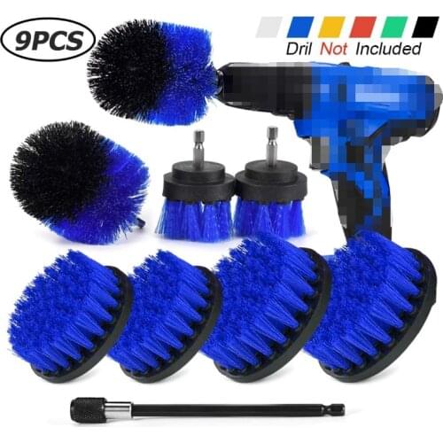 Drill Brush Attachment Set,Power Cleaning Scrub Brush,All Purpose Drill Brushes with Extend Long Attachment for Bathroom Brush