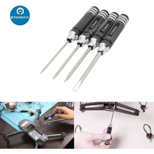 3.0/4.0/5.0/6.0mm Precisions Slotted Screwdriver Set White Steel Tools Kit for RC Helicopter Quadcopter Drone RC Car Boat Repair