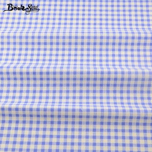 Sky Blue Checks Home Textile Cotton Linen Fabric Sewing Material Tissu For Tablecloth Pillow Bag Curtain Cushion CM Booksew