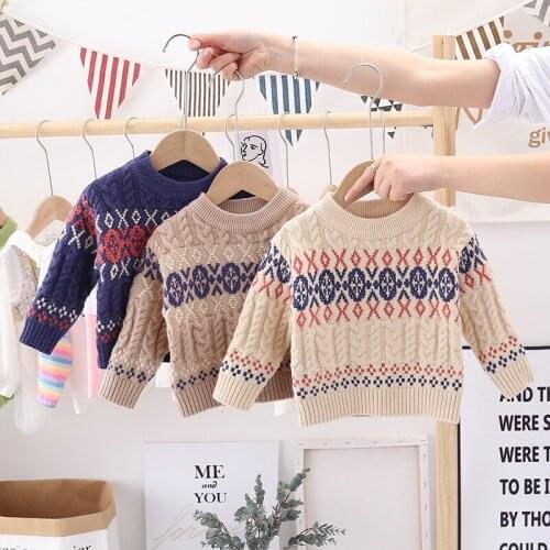 New 2020 Autumn Winter Kids Boys Girls Long Sleeve Knit Sweater Retro Style Baby Pullover Sweaters Cotton Clothes