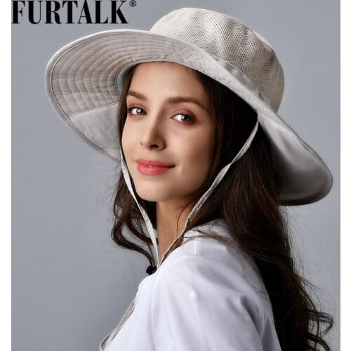 FURTALK Sun Hats for Women Men Summe UV Sun Protection Bucket Hat with Neck Flap UPF 50 Safari Beach Fishing Hiking Hat 2020