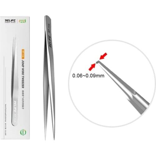 RELIFE RT-11A Tweezers High-Precision Flying Line Jump Wire Special Tweezers Stainless Steel Fixture For Motherboar Repair