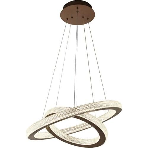 Modern 40cm 60cm Brushed Brown Aluminium And Frosted Acrylic Round Circle LED Pendant Light For Dinning Living Room Kitchen