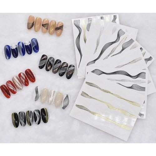 Stripes Wave Line 3D Nail Stickers Nail Art Metal Wave Strips for Nails Stickers Adhesive Stickers for Nails Design
