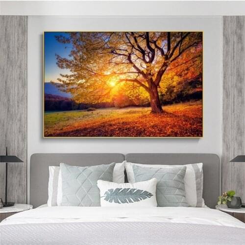 Natural Sunset Scenery Canvas Art Posters And Prints Modern Trees Canvas Paintings On the Wall Art Landscape Pictures Home Decor
