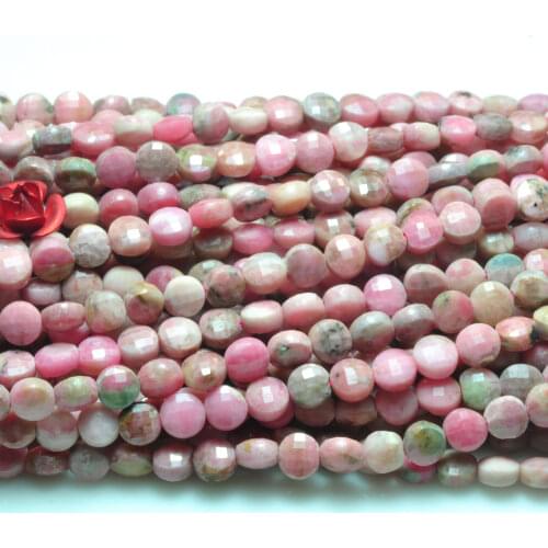Pink rhodochrosite coin faceted 4mm 15" for DIY jewelry making loose beads FPPJ wholesale beads nature gem stone coral