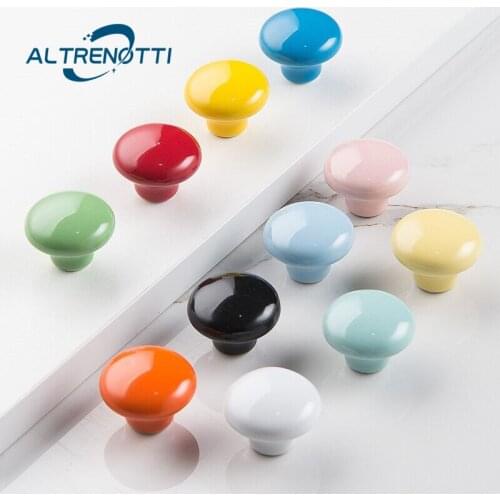 Rural Furniture Handle Small Ceramic Round Colorful Door Pull For Kid Room Wardrobe Drawer Kitchen Cupboard Closet Knob Hardware