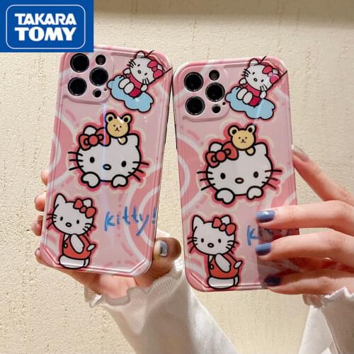 Takara Tomy Hellokitty Silicone Mobile Shell Suitable for IPhone 7/8P/X/XR/XS/XSMAX/11/12PRO/12 Phone Couple Case Cover