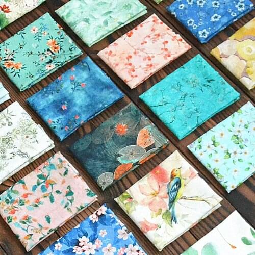 Width 53" Printed Cloth High-end Small Pieces of Cotton Linen Fabric for Skirt Clothing Material 1