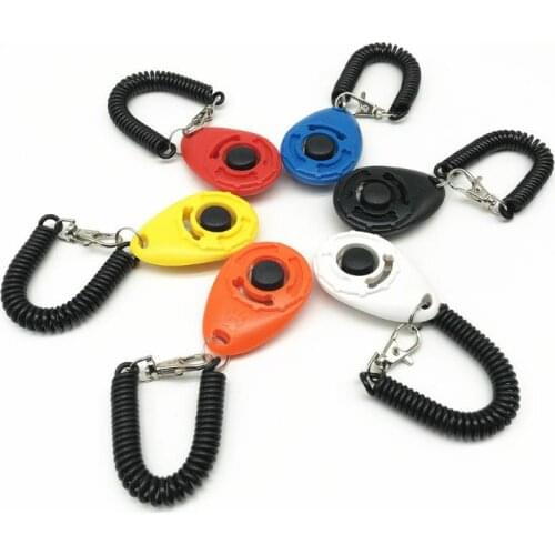 7 Colors Dog Trainer ABS Pets Teaching Tool Button Clicker Sounder Wrist Band Tractable Pet Trainers Dogs Supplies Plastic SN269
