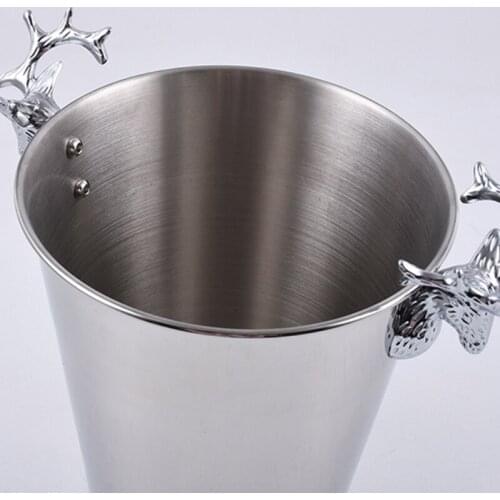 Red Wine Western Stainless Steel Ice Bucket, Elk Carving Bucket for Beer and Wine Chilling, Golden / Silver