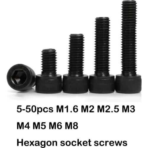 5-50PCS DIN912 Grade 12.9 allen socket head screw M1.6 M2 M2.5 M3 M4 M5 M6 M8 Hexagon Socket Head Cap Screws Hex Socket Screw